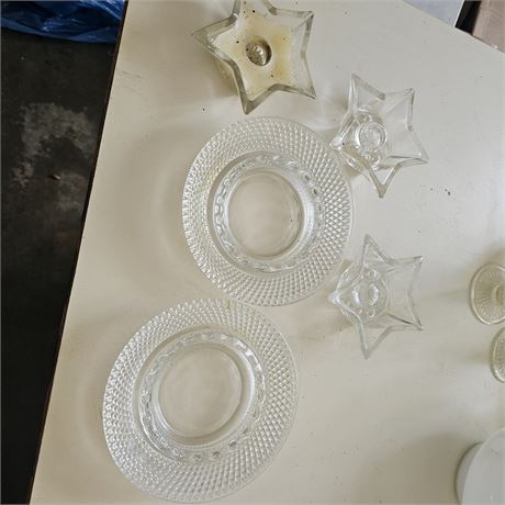 Assortment of glassware Hobnail Ashtray Textured Clear Glass