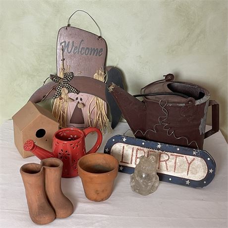 Rustic Outdoor Decor with Watering Can Water Pump and More
