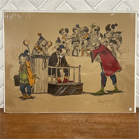 Wayne Howell Signed and Numbered 222/250 Hanging Jury Unframed Clown Print