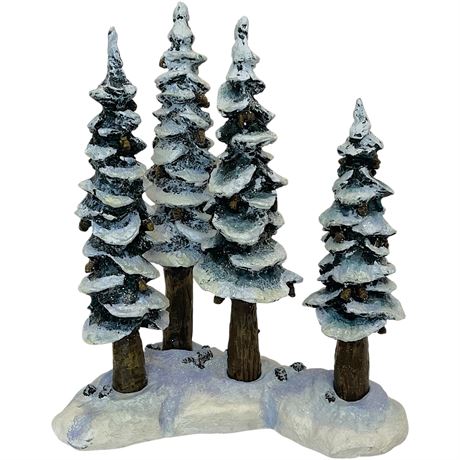 Dept 56 Village Pole Pine Forest Cold Cast Porcelain Trees and Base in Box