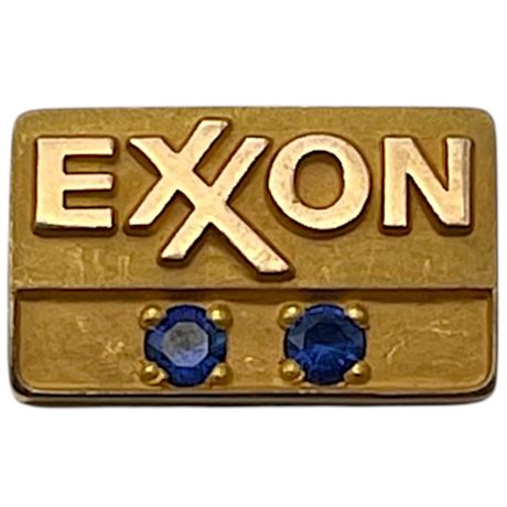 Vtg 10K Yellow Gold Exxon Service Pin with Sapphires (no backing)