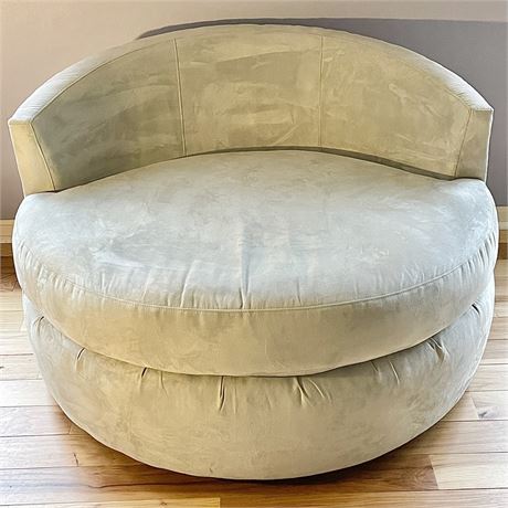 Large Microsuede Round Swivel Accent Chair