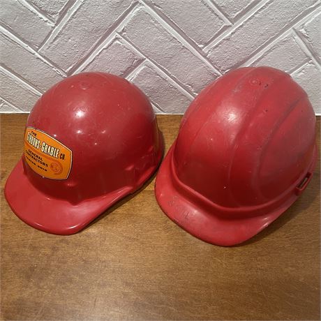 Pair of Hard Hats with Gibbons-Gable Promotional Apex and 2001 Omega II