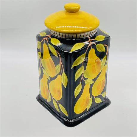 Decorative Tall Ceramic Glazed Lidded Jar