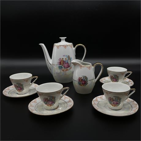 Vintage Victorian Porcelain Opalescent Tea Set (no sugar dish)