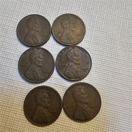 Lot of 6  Lincoln Wheat Penny,