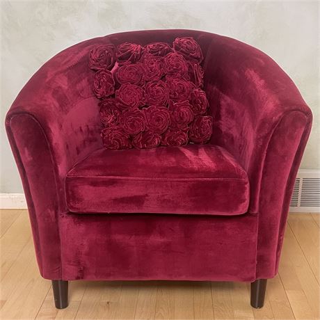 Velvet Club Chair with Matching Pop Rose Pillow