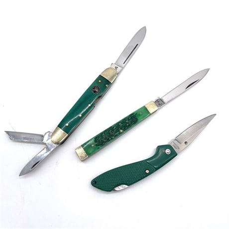 Whitetail Cutlery Genuine Bone Handle with 2 Single-Blade Pocket Knives