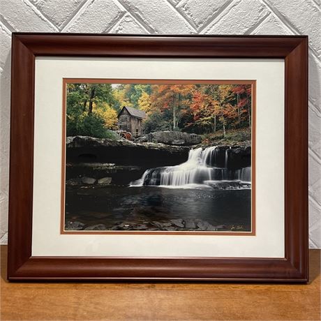 Signed Waterfall at the Glade Creek Framed Photograph
