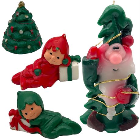 Vintage Christmas Candles and Avon Wax Fragrance Figurines