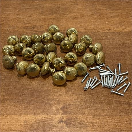 Lot of 25 Solid Brass Drawer Knobs