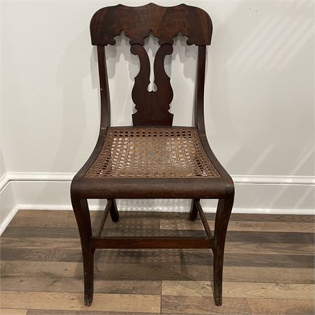 Antique Wooden Side Chair with Cane Seating (see description)
