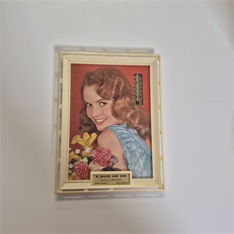 Vtg H. Miller & Son Jewelers Advertising Thermometer Lady Portrait Sign