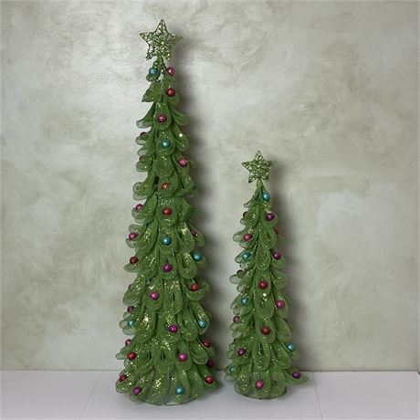 Pair of Mesh Christmas Trees - 2 ft and 3 ft. tall