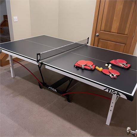 Stiga Foldable Indoor Table Tennis Table Model T8733 w/ Net, Paddles and Balls