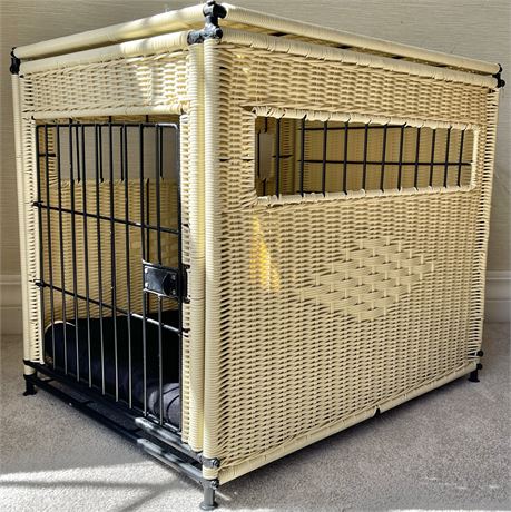 Wicker Pet Crate w/ Removable Pet Bed