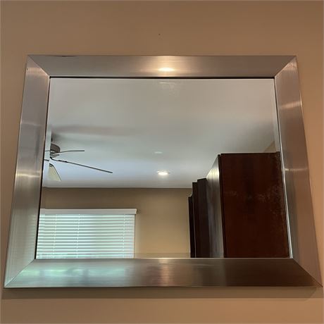 Wall Mirror with Silver Tone Plastic Frame