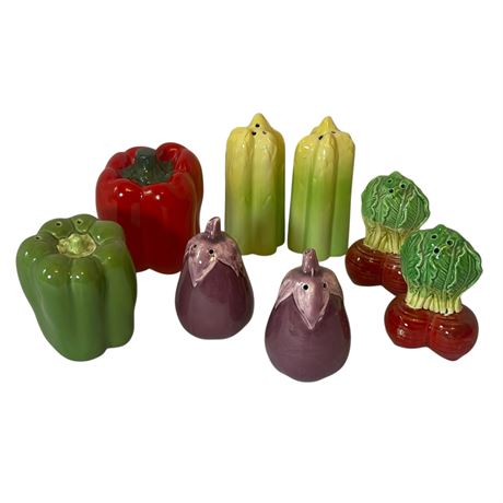 Vegetable Themed Ceramic Salt & Pepper Shakers
