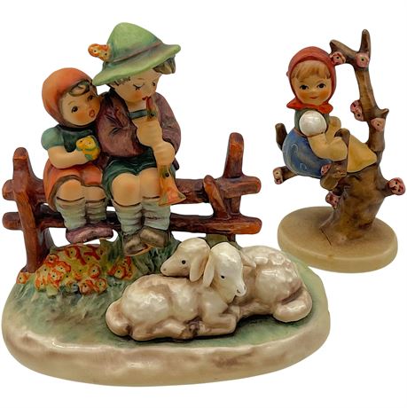 Vtg Goebel Hummel "Apple Tree Girl" & "Eventide" Figurines