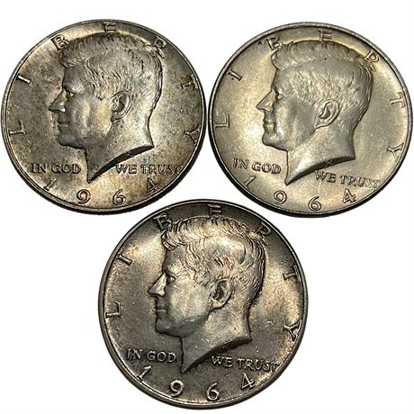 1964 Kennedy 90% Silver Half Dollar Coins