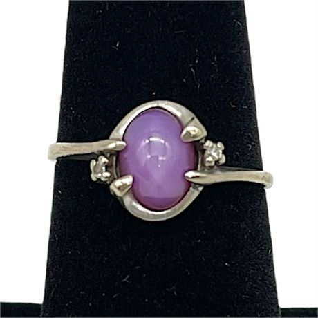 10K White Gold Sapphire & Diamond Size 6.25 Ring