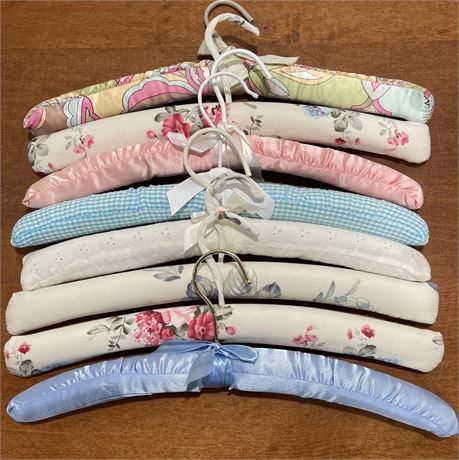 (8) Vtg Padded Satin & Cotton Hangers