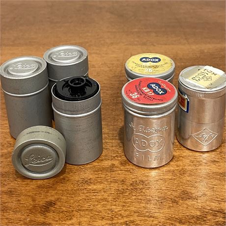 Vtg Adox, Leica and Agfa Film Refills in Original Tin Canisters