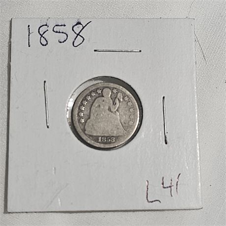 1858  Seated Liberty Silver Dime.