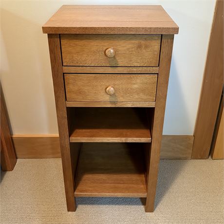 Missions Style Nightstand w/ Two Drawers and Shelf