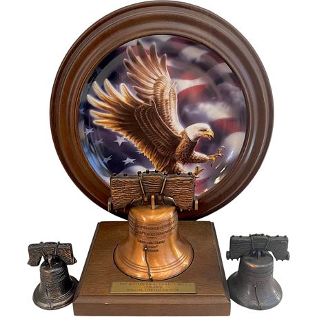 American Eagle Plate w/ Metal Liberty Bell Replicas