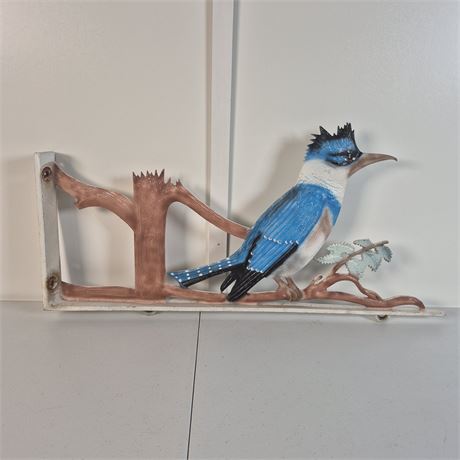 Lg Cast Aluminum Belted King Fisher Bird Farm Post Hanger