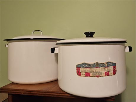 2 Vintage porcelain stock pots