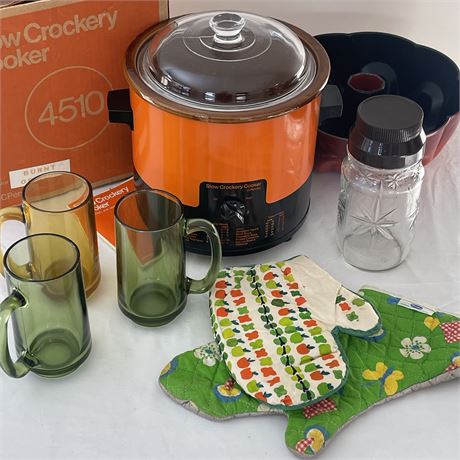 Midcentury Kitchenware with Slow Crockery Cooker and More