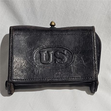 US Rock Island Arsenal McKeever Cartridge Box Ammo Pouch War Leather