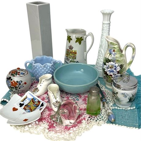 Hodge Podge w/ Glass Pig Paperweight, McCoy Bowl, Royal Worchester and More