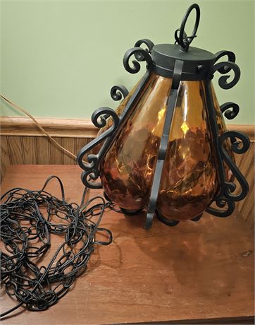 Beautiful Hanging Amber Swag Vintage Lamp