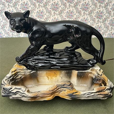 1959 Lane & Co. Ceramic Black Panther Planter TV Lamp