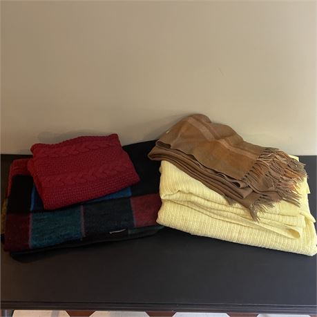 Vintage Biederlack Block Colored Blanket, Knitted Blanket and Others