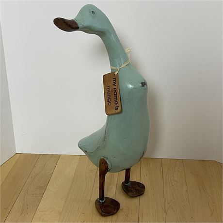 Smith and Hawken Carved Wood "My Name is Mungo" Duck