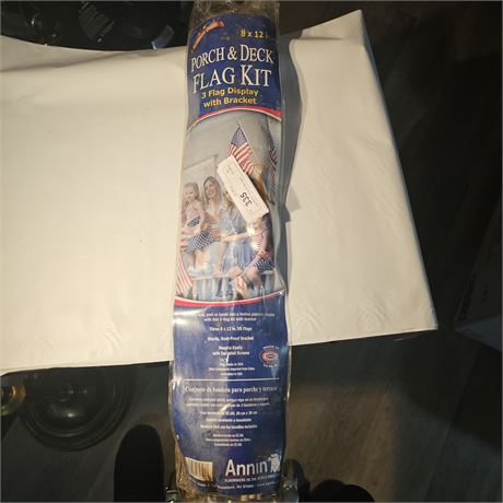 Annin Flagmakers Porch & Deck Flag Kit. The kit includes three 8x12 inch US flag