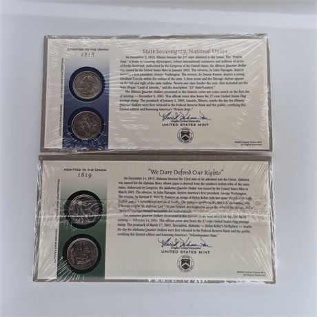 2 Sets UNC 2003 State Quarters AL & IL