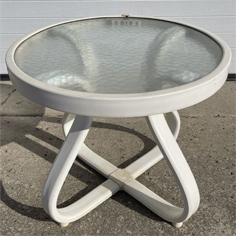 Patio Side Table with Glass Top