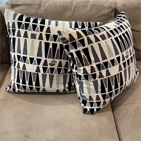 Velvet Feather-Filled Geometric Throw Pillow Duo