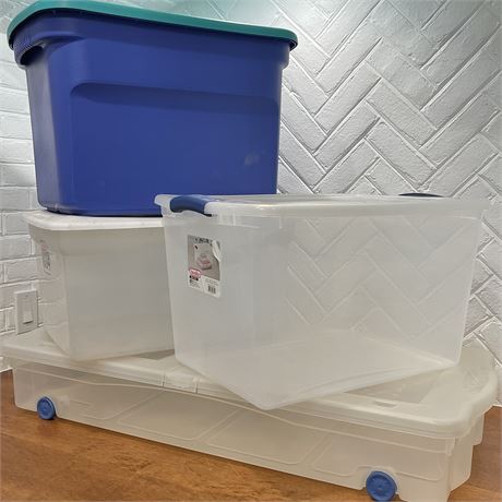 (4) Lidded Storage Bins