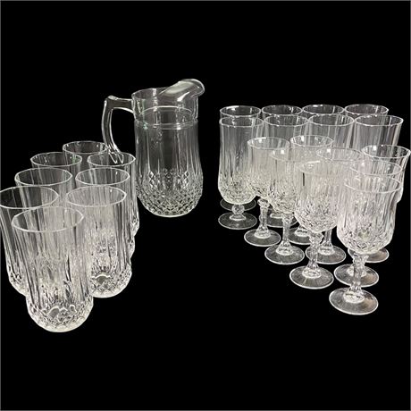 Cristal D'Arques-Durand "Longchamp" Crystal Pitcher and Drinking Glasses - 25pc