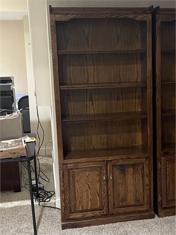 Solid Wood Bookcase with Adjustable Shelves with Bottom Storage