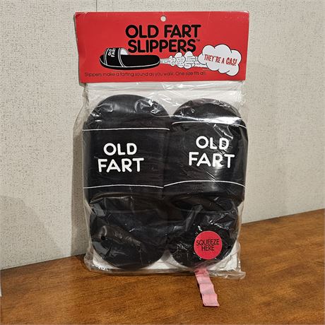 Old Fart Gag Joke Whoopee Cushion Slippers *NEW*