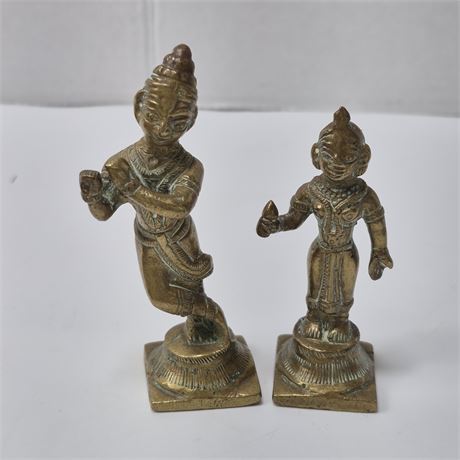 Pair of Antique Indian Brass Statues