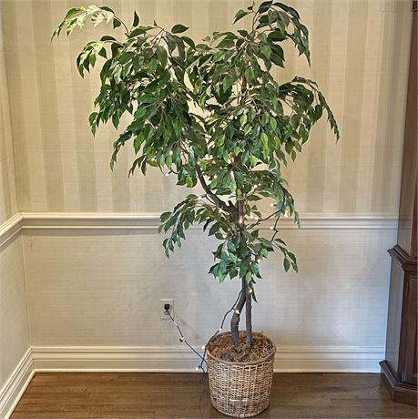 Lighted 6ft Wicker Potted Artificial Tree
