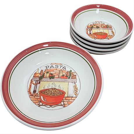 Tre Ci Italy Pasta Serving Bowl & 4 Bowls